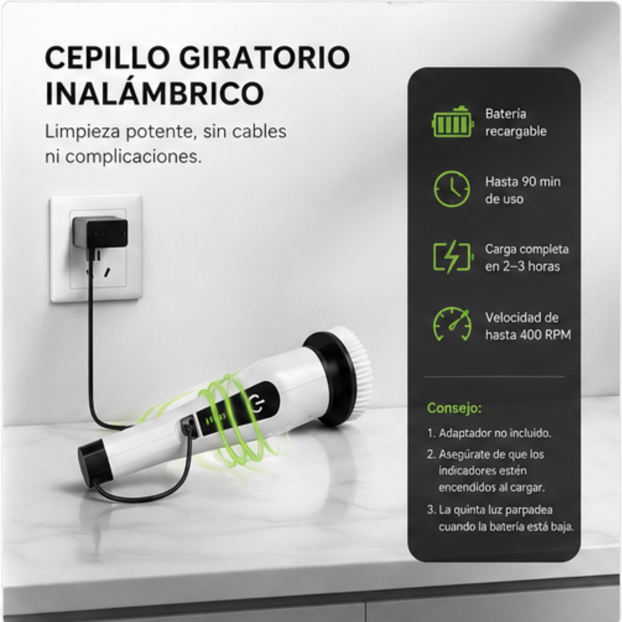 SpinPro 8X - Cepillo de Limpieza 8 en 1